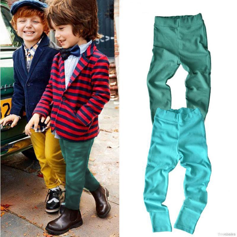 ruiaike  Fashion Kids Pencil Pants Soild Color Elastic Girls Boys Casual Long Pants Trousers