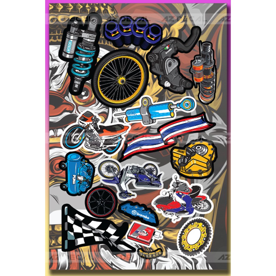 [Set A4] Sticker Trang Trí Xe Chủ Đề Logo Racing 5 - PVC Cao Cấp