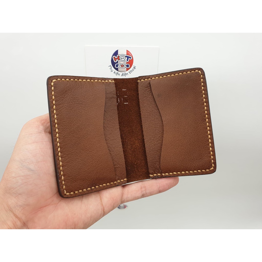 Ví da đựng Name Card HUTIS 01 Handmade bằng da bò thật 100%