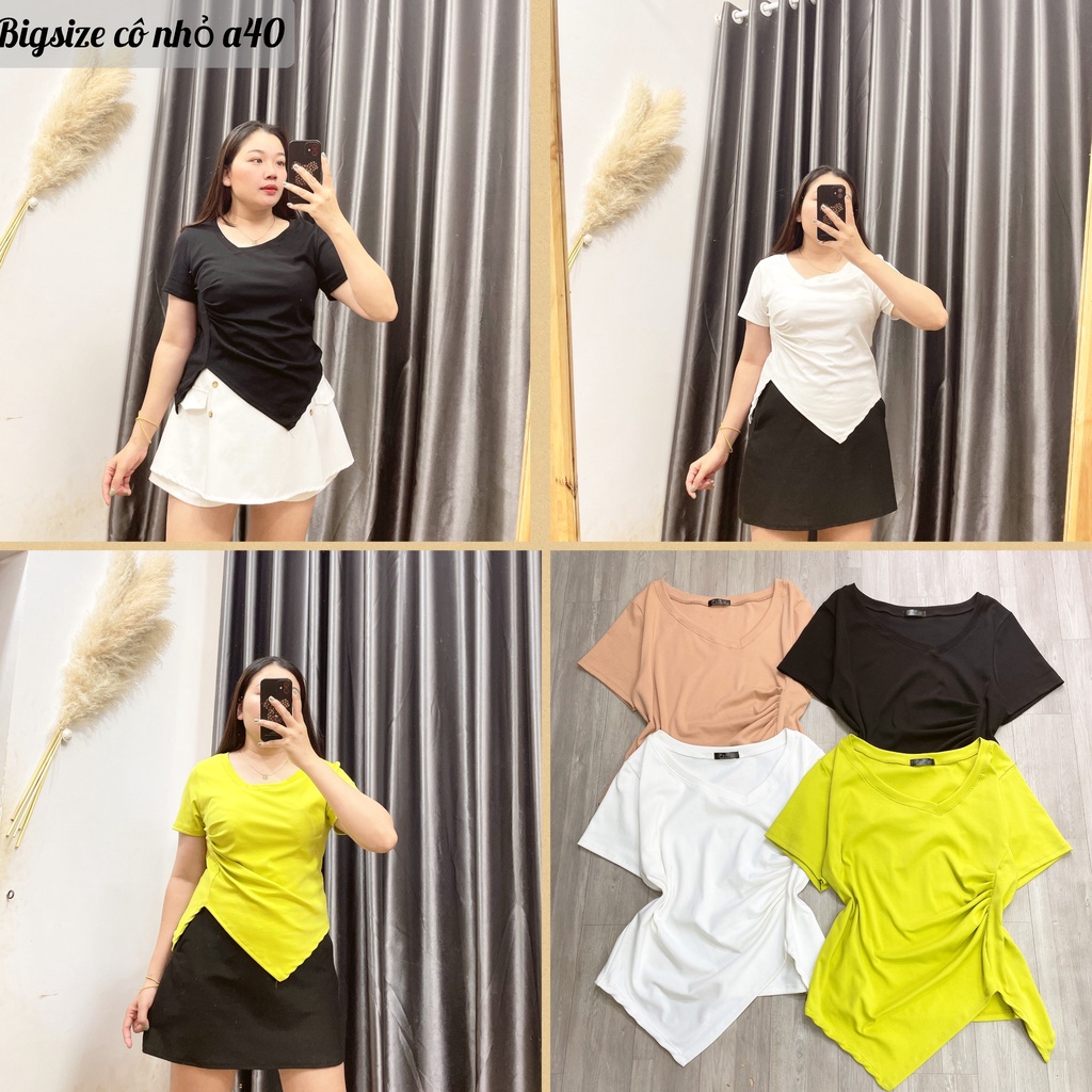 Áo Thun Cổ Tim Bigsize Lên Phom Tôn Dáng Che Bụng Cực Dễ Thương MÃ A40