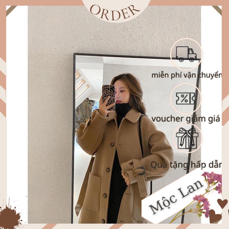 (MộcLan ORDER) Áo dạ nữ dáng dài 2 lớp dày dặn kèm đai phong cách thời trang Hần Quốc (kèm video tự quay) | BigBuy360 - bigbuy360.vn