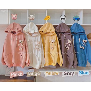 🧸 Áo hoodie nỉ bông siêu dày túi Gấu