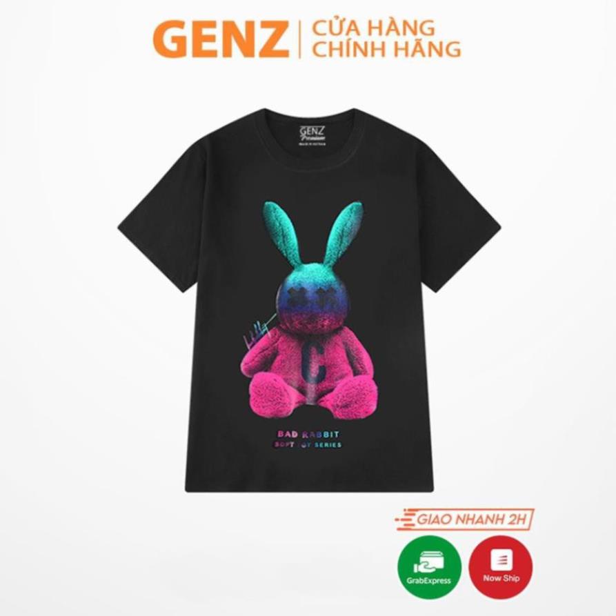 Áo thun tay lỡ GENZ dáng Unisex form rộng phong cách Ulzzang hình BAD RABBIT 3 màu - Z243 - uy tín áo cực chất 😍