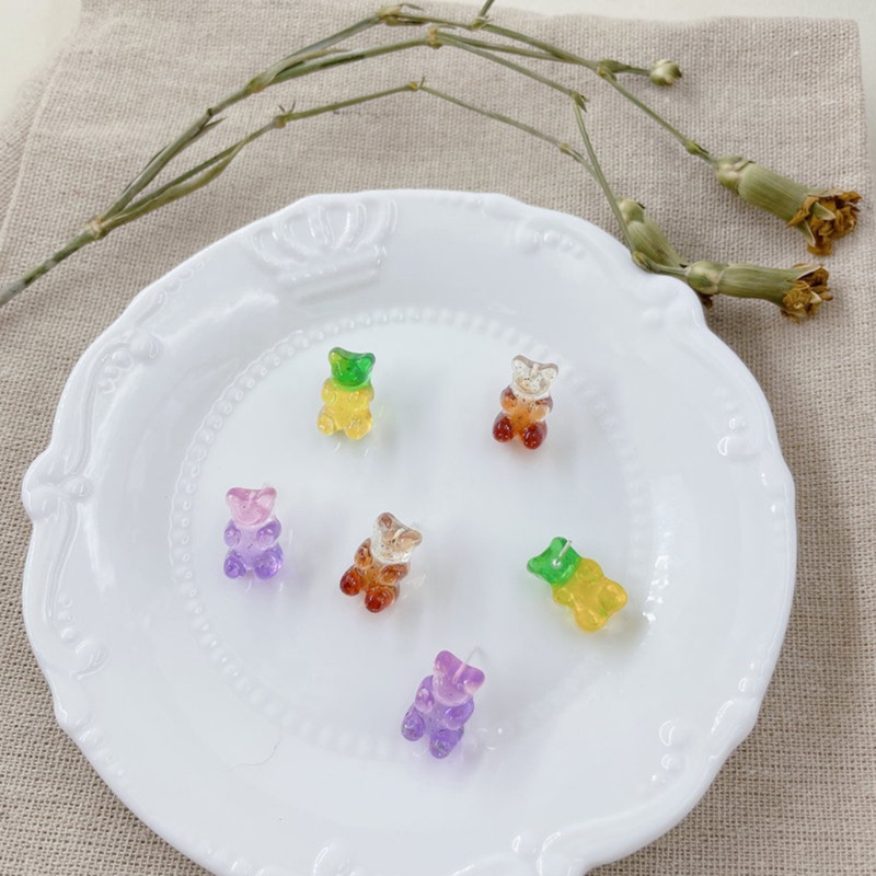Set 6 Khuyên Tai Hình Gấu Gummy Hoạt Hình Nhiều Màu Sắc