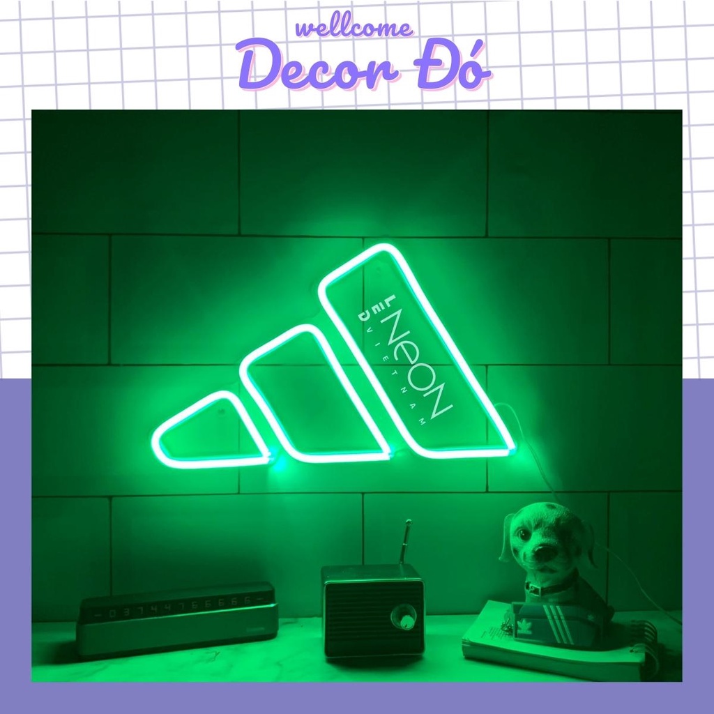 Đèn NeonSign , Logo Adidas. Kích Thước 28x17cm , Quà Tặng Trang Trí Cực Chất , Siêu Sáng & Tiết Kiệm Điện Với Led 12v
