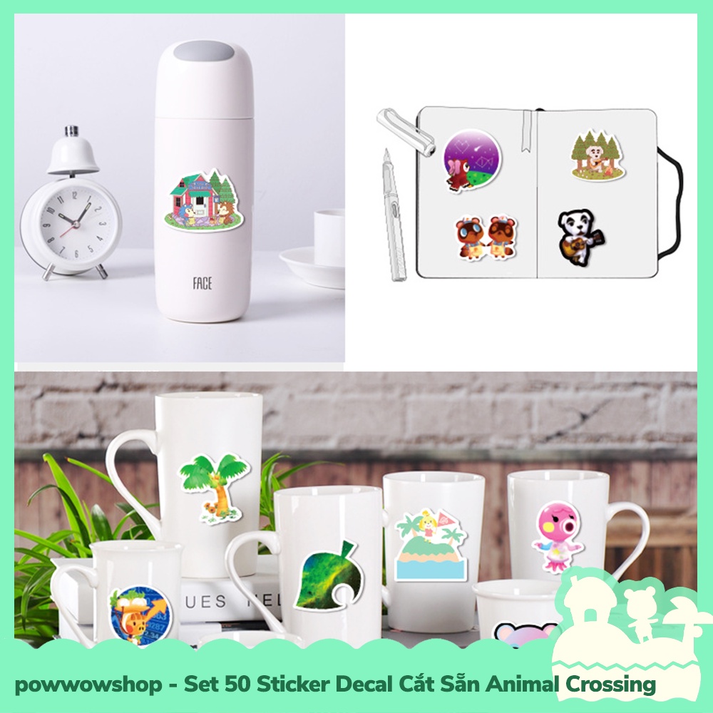 [Sẵn VN - Hỏa Tốc] Set 50 Sticker Mini Decal Dán Trang Trí Vật Dụng Mẫu Game Animal Crossing New Horizons Smile Miles