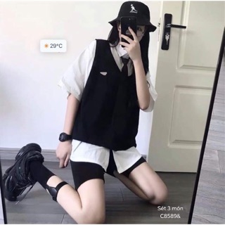 Áo sơmi cà vạt kèm áo gilê - C