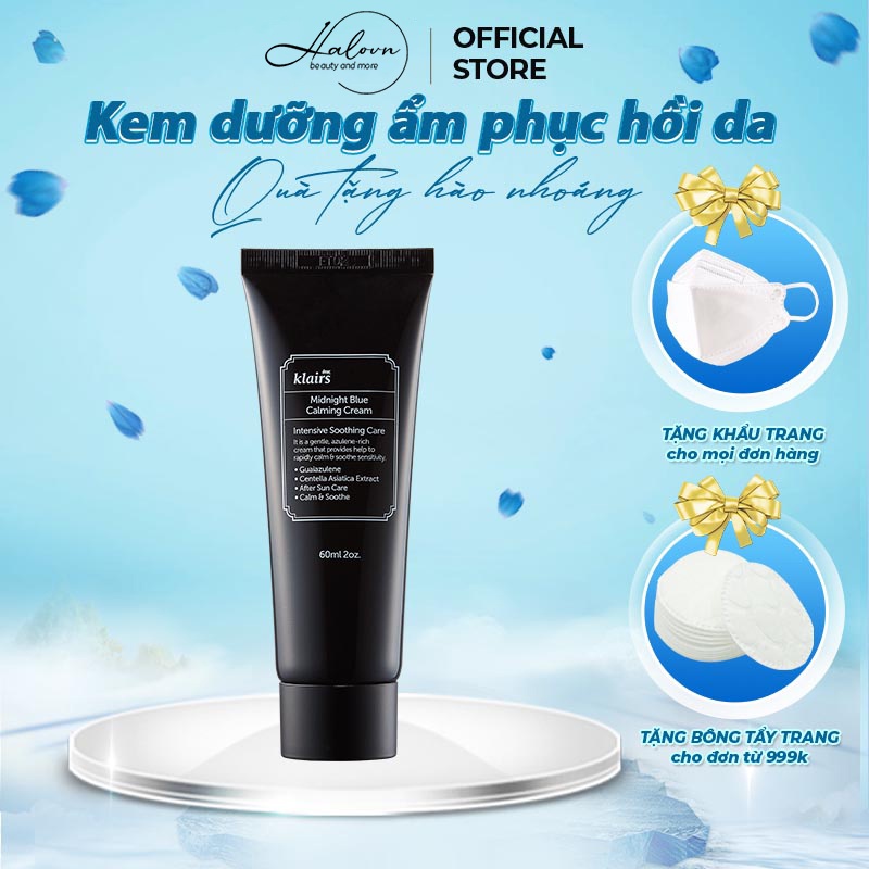 Kem dưỡng ẩm Klairs Midnight Blue Calming 60ml và Tinh chất phục hồi da Klairs Midnight Blue Youth A