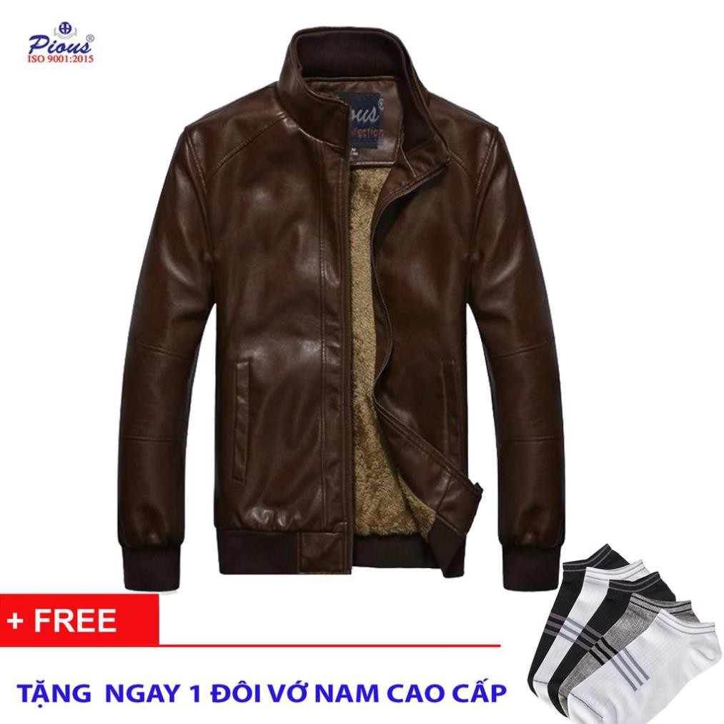Áo khoác da lót lông nam thời trang cao cấp model fashion AKD75NAU TẶNG VỚ hàng vnxk | BigBuy360 - bigbuy360.vn