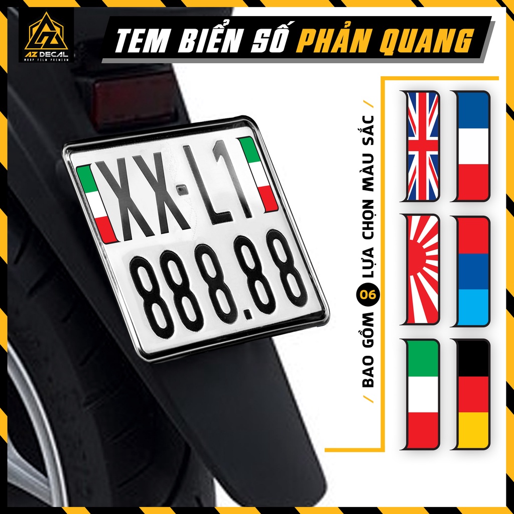 Tem Dán Biển Số Xe Mẫu Cờ Các Nước Phản Quang | Sticker Dán Biển Số Xe Máy, Ô Tô, Xe Điện Chống Nước, Chống Bay Màu