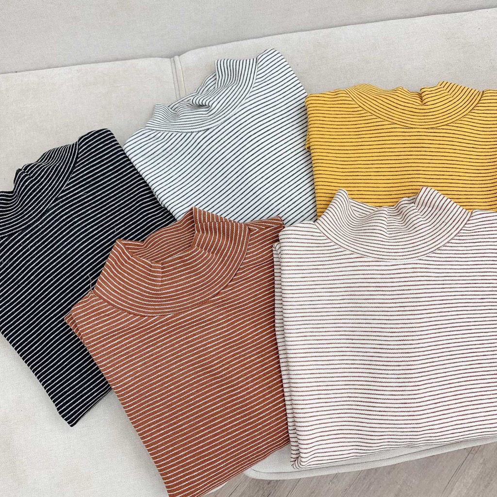 Áo nỉ len kẻ sọc nhiều màu sweater dáng thụng thu đông dày ấm Hàn Quốc Sollle ASW02