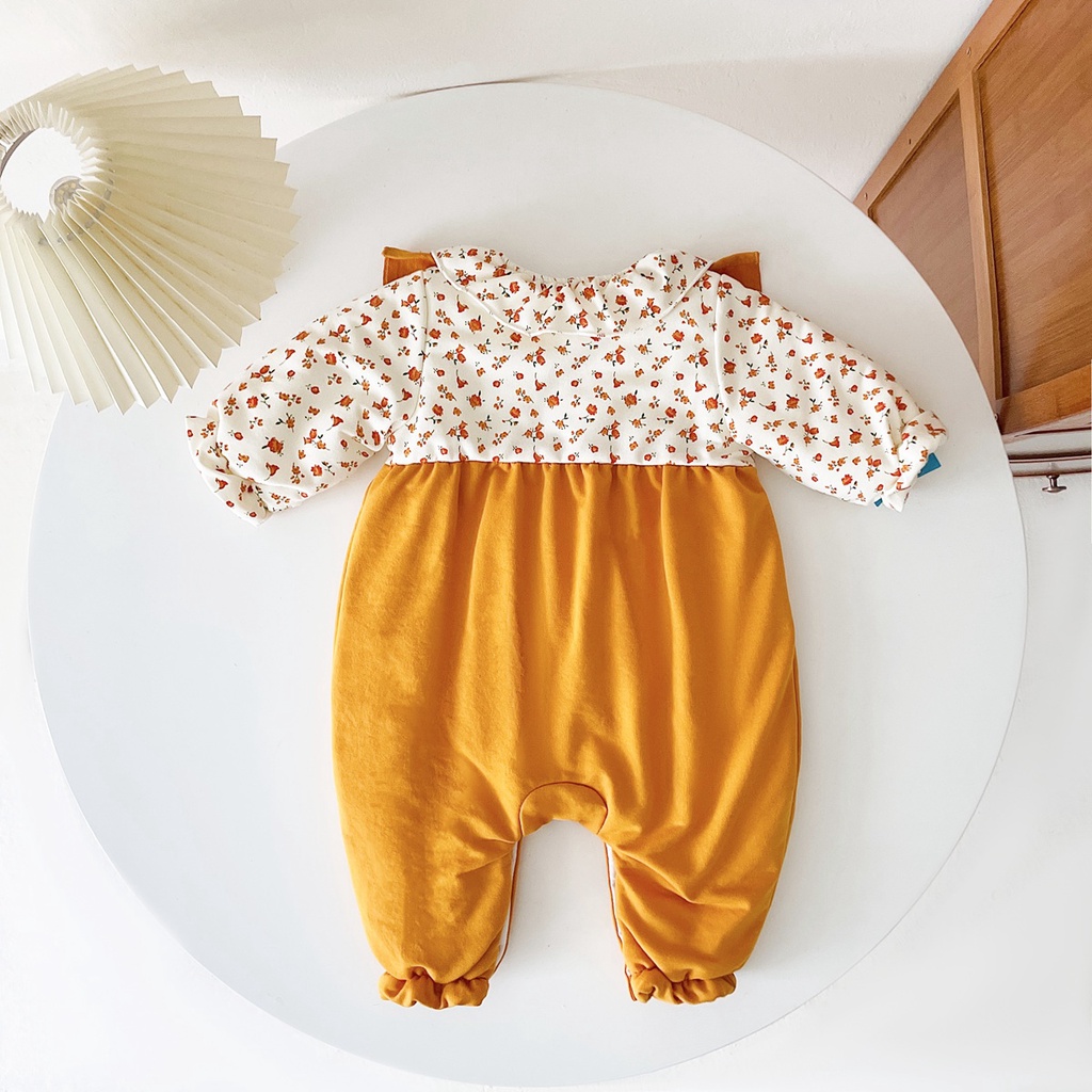 Áo liền quần SANLUTOZ dài tay in họa tiết hoa dễ thương cho bé gái