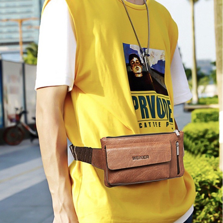 Túi đeo chéo nam & nữ da ⚡WEIXIER ngang⚡Túi bao tử chéo thời trang cao cấp | BigBuy360 - bigbuy360.vn