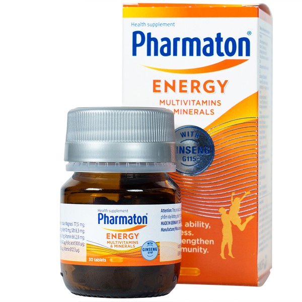 Viên uống bổ sung năng lượng, bồi bổ cơ thể Pharmaton Energy giúp giảm căng thẳng, mệt mỏi - Lọ 30 viên