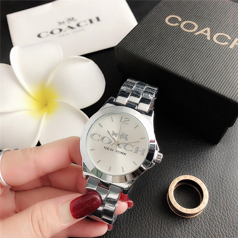 Coach Jam Tangan Wanita Đồng hồ đeo tay nữ bằng thép không gỉ Đồng hồ chống nước