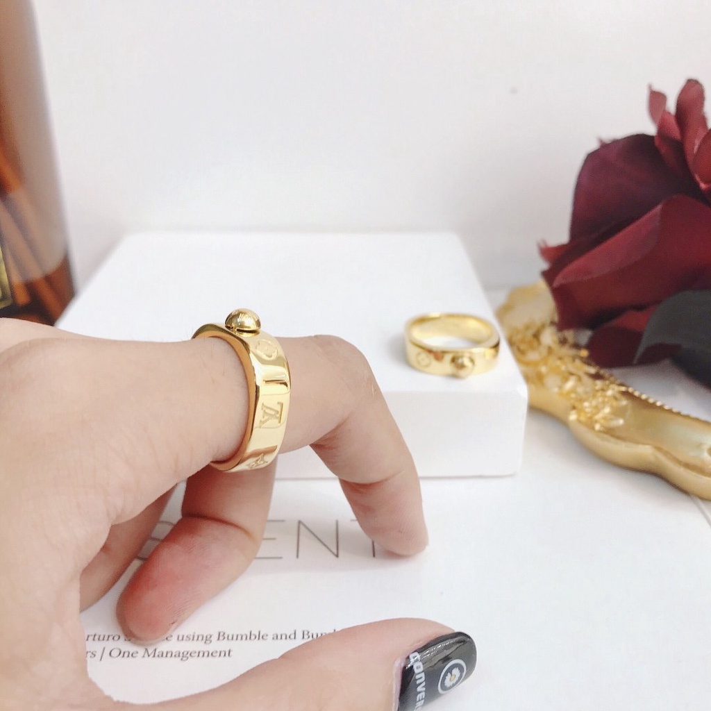 Nhẫn Louis Vuitton Phong Cách Hàn Quốc Đơn Giản Mạ Vàng / Bạc 925 Dành Cho Nữ