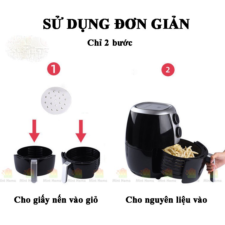 Giấy nến đục lỗ cho nồi chiên không dầu, giấy thấm dầu ăn nhiều - 100 tờ