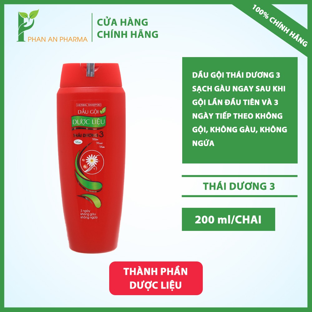 Dầu gội thái dương 3 Sạch gàu ngay sau khi gội lần đầu tiên và 3 ngày tiếp theo không gội, không gàu, không ngứa CN143