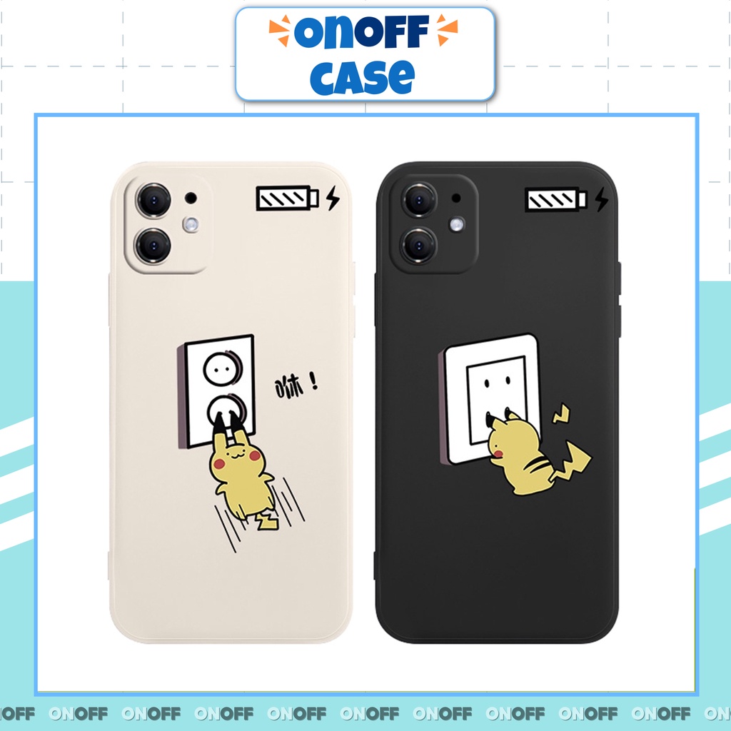 Ốp Lưng Iphone Cạnh Vuông Pikachu Sạc Điện 6/6plus/6s/6splus/7/7plus/8/8plus/x/xr/xs/11/12/pro/promax - DIY Shop