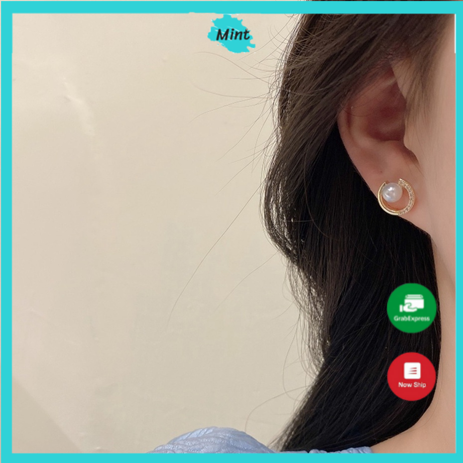 Khuyên Tai Tròn Chuôi Bạc S925 ❤️KHÔNG GÂY DỊ ỨNG❤️ Bông Tai Ngọc Trai Nhân Tạo Phong Cách Hàn Quốc