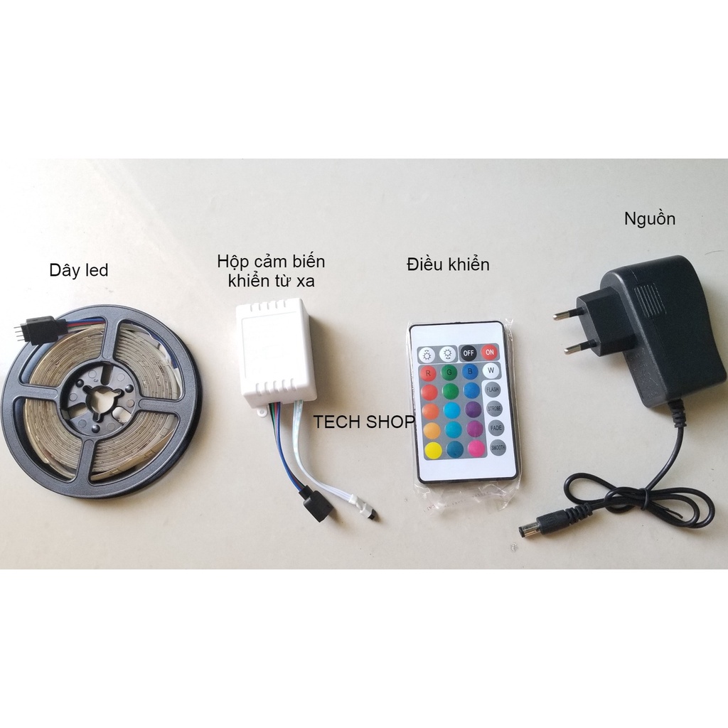 Đèn led tiktok RGB dán tường nháy theo nhạc, điều khiển bằng app trên điện thoại, remote điều khiển led từ xa
