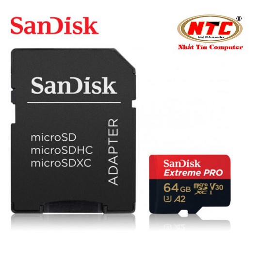 Thẻ Nhớ MicroSDXC SanDisk Extreme Pro V30 U3 4K A2 64GB R170MB/s W90MB/s (Đen đỏ)