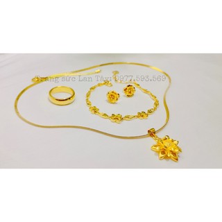 bộ trang sức cưới hoa mai nhỏ xinh dát vàng 9999