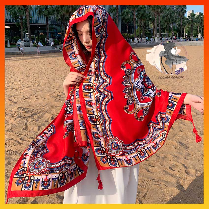 [HÀNG LOẠI 1]_Khăn Choàng Boho Họa Tiết Thổ Cẩm Đi Biển 1001 Công Dụng Hot Trend LECARO