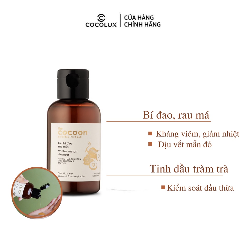 Gel Bí Đao Rửa Mặt Giảm Dầu Và Mụn Ẩn Cocoon 140ml