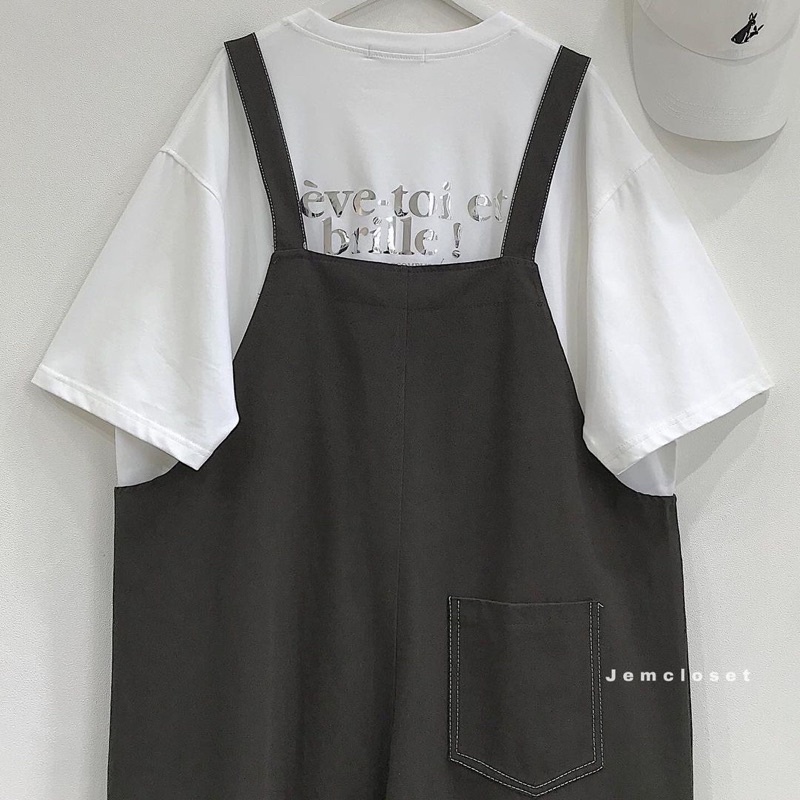 Quần Yếm Ống Rộng kaki chỉ nổi Thời Trang Hàn Quốc Dành Cho Nữ | BigBuy360 - bigbuy360.vn