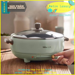 [100% Chính Hãng] Nồi lẩu điện đa năng BEAR 5L màu xanh pastel/mint cao cấp vân kim cương chống dính(nướng, lẩu,chiên..)