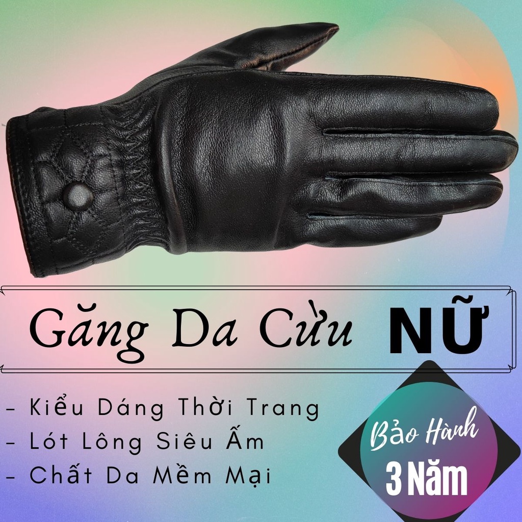 Găng Tay Da Cừu Nữ Mỏng Nhẹ Đi Mưa Thoải Mái, Dễ Lái Xe - Không Bong, Không Nổ - Bảo Hành Da Thật 3 Năm - NU.06