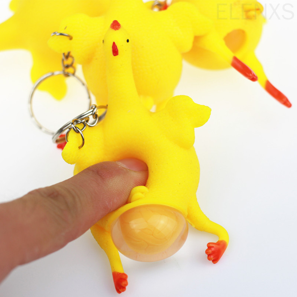 Đồ Chơi Chú Gà Giải Tỏa Căng Thẳng Có Móc Khóa Đơn Giản Đáng Yêu