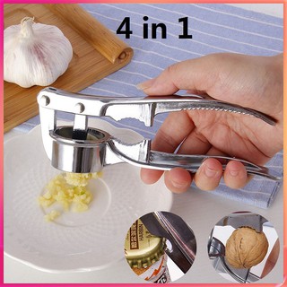 【Có hàng sẵn】4 in 1 Máy ép tỏi Máy nghiền Máy nghiền Nhà bếp Công cụ khai thác không gỉ Công cụ bóc vỏ thép