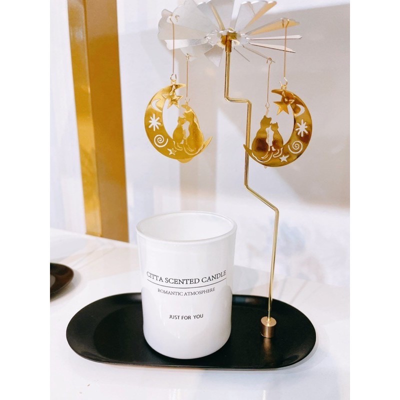 Khay đựng nến thơm phụ kiện trang trí đèn cầy thơm decor xoay Minagram