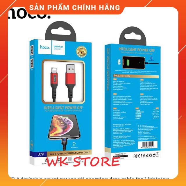 Cáp sạc hoco u79 tự ngắt thông minh cho iphone,type c,micro,BH 1 năm