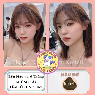 Thuốc Nhuộm Tóc Nâu Bơ Tặng Tặng Oxy Trợ Nhuộm Găng Tay Mũ Chùm Kenzii Lên Từ Tone Nâu 4 - 5