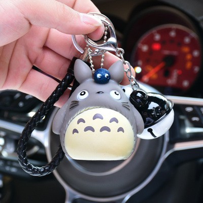 Móc Khóa  Anime Totoro Dễ Thương Cute Kèm Chuông Tặng Kèm Dây Da Treo Balo