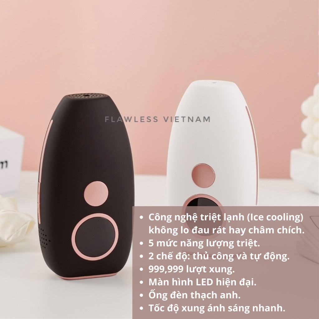 Máy Triệt Lông Vĩnh Viễn Băng Lạnh ICE Pro FLAWLESS | Bảo hành 1 năm | Chính sách hoàn tiền 60 ngày | Triệt toàn thân