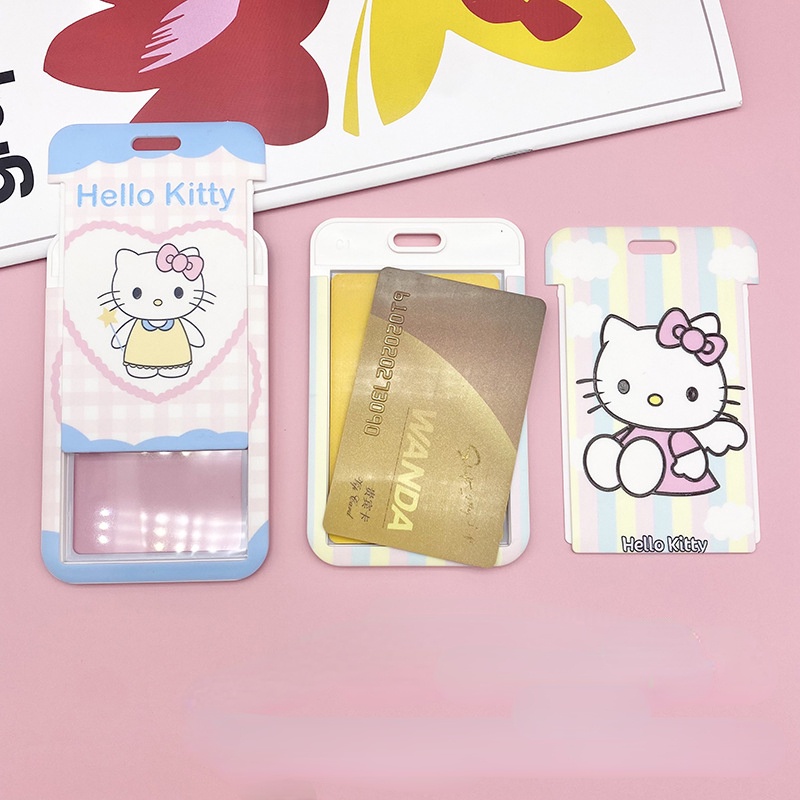 Vỏ Bọc Thẻ Hình hello kitty Dễ Thương Kèm Dây Đeo Tiện Dụng Cho Học Sinh