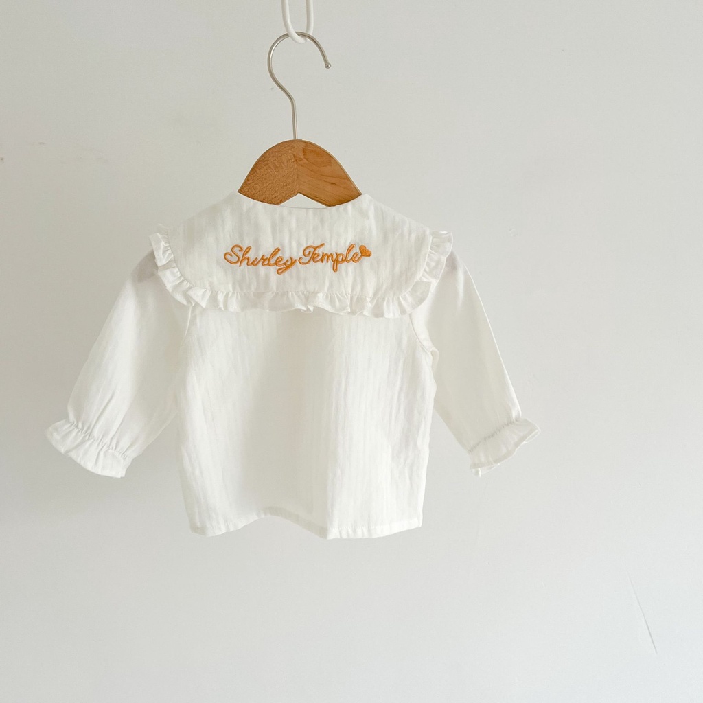 Áo Sơ Mi Cotton Trắng Cổ Bẻ Mùa Thu Cho Bé Gái 3-6-12 Tháng Tuổi 6A17 2022