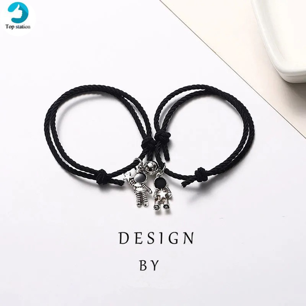 Set 2 Vòng Tay Cao Su Mặt Hình Phi Hành Gia Phong Cách Hàn Quốc Cho Cặp Đôi