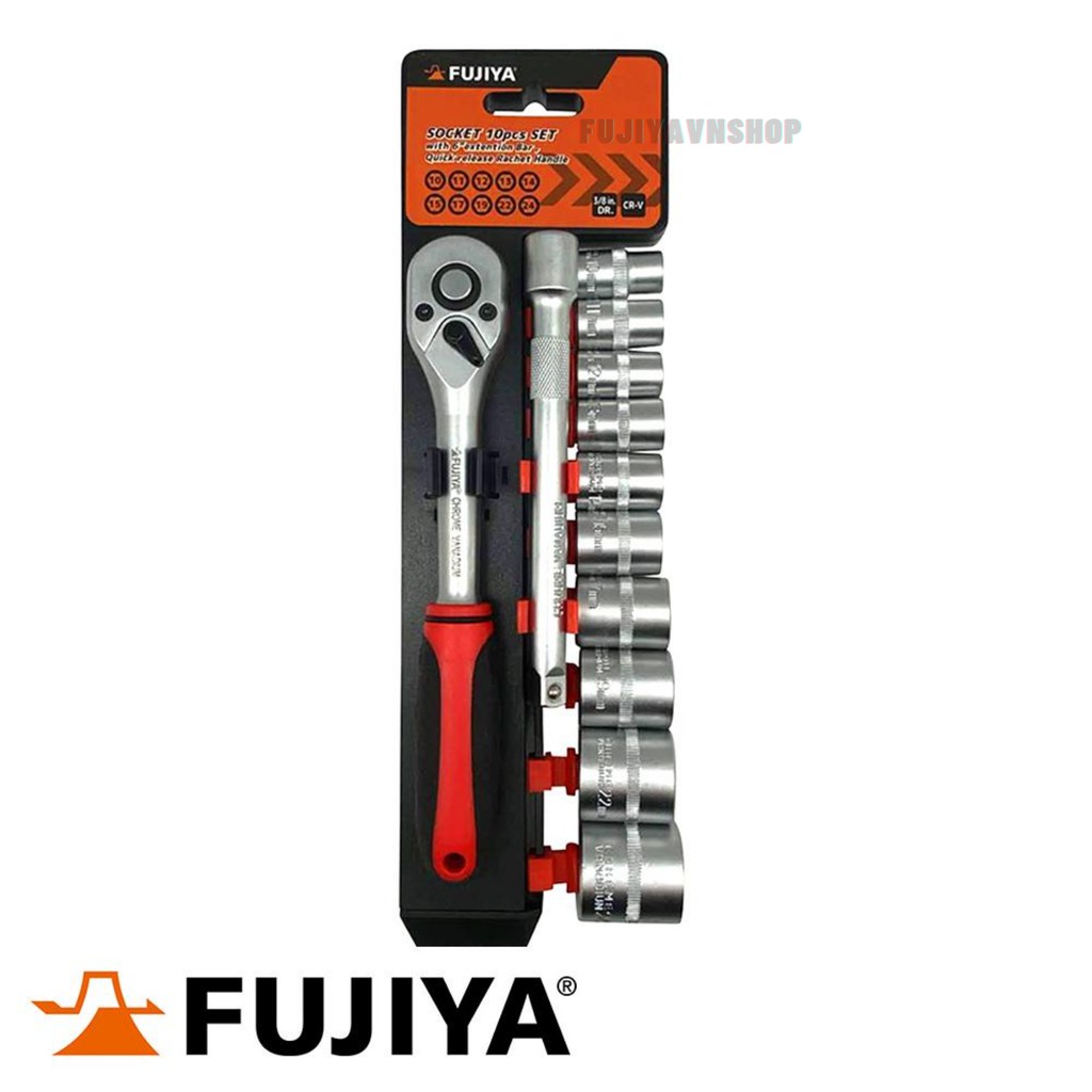 Bộ cờ lê và đầu vặn Fujiya AST3-10A - 10 món