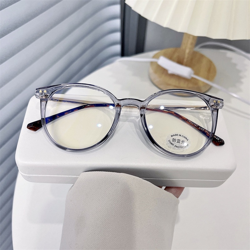 Mắt Kính Gọng Tròn Trong Suốt Chống Ánh Sáng Xanh Phong Cách Hàn Quốc Cổ Điển Thời Trang