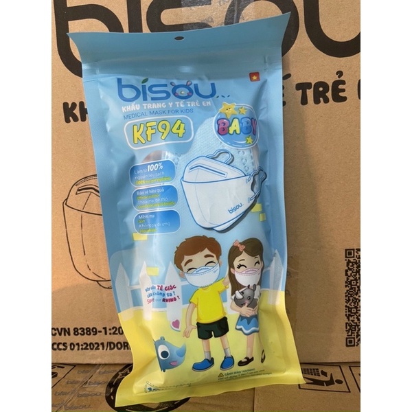 Khẩu trang KF94 BISOU cho trẻ em -Túi Zip 10 cái
