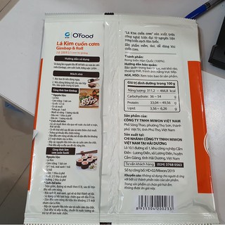 Lá kim cuốn cơm Gimbap & Roll O'Food Miwon