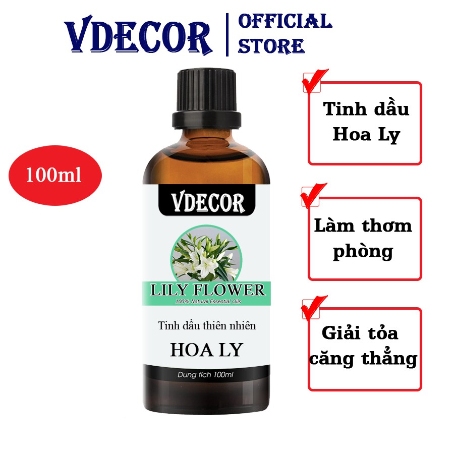 [Mã LIFEMALL2505 giảm 10% đơn 250K] [Tiết kiệm lên đến 50% Lọ 100ml tinh dầu Vdecor nguyên chất 100% thiên nhiên