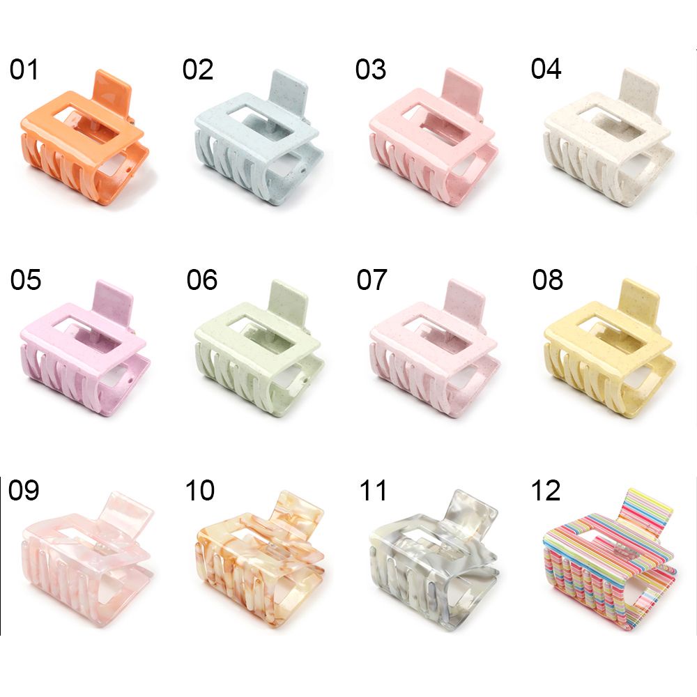 Kẹp tóc hình vuông bằng acrylic nhiều màu thời trang xinh xắn cho nữ