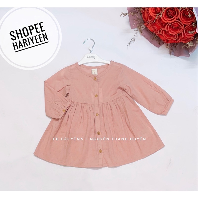 Váy dài tay hồng thô