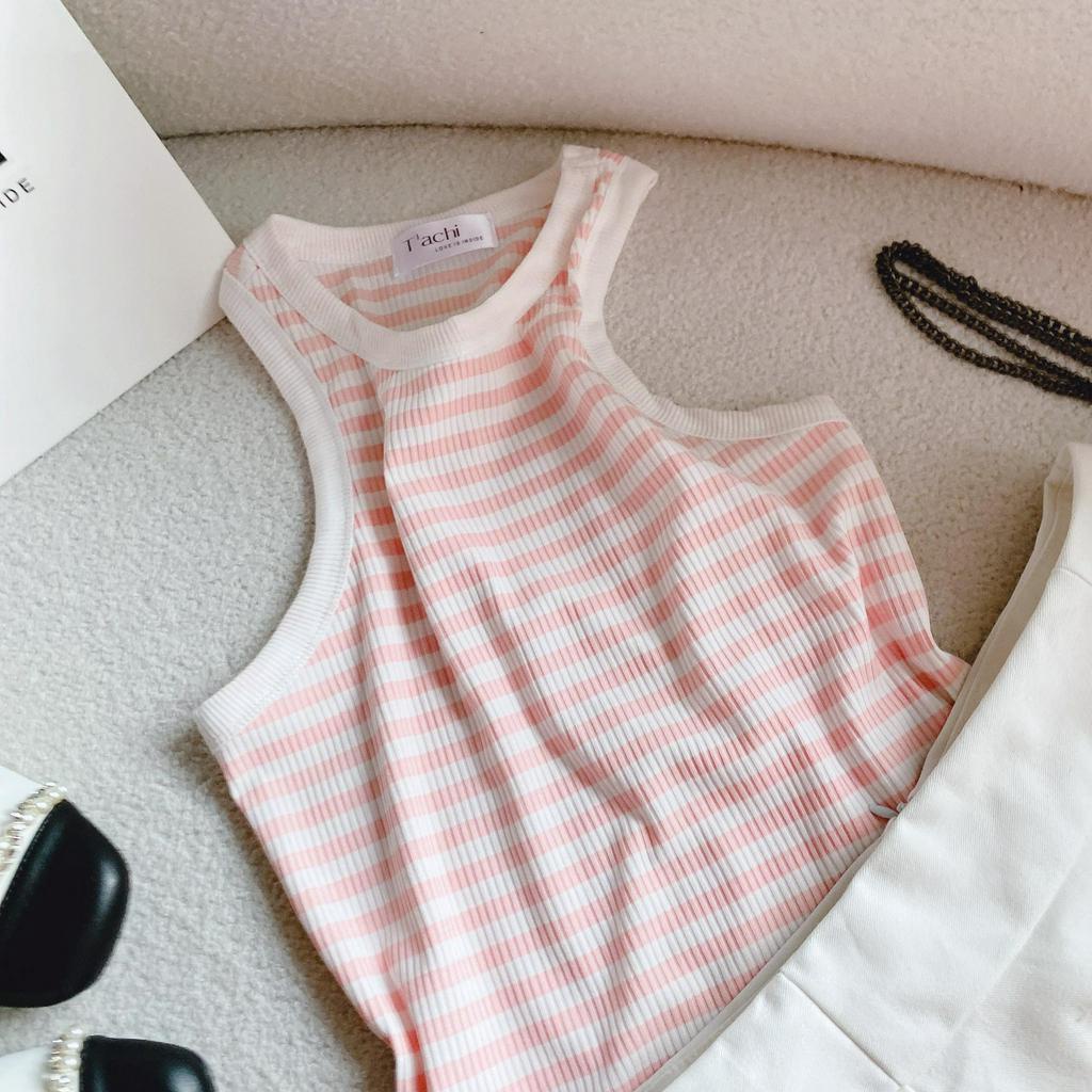 SET ÁO SỌC HỒNG + CHÂN VÁY KAKI TRẮNG